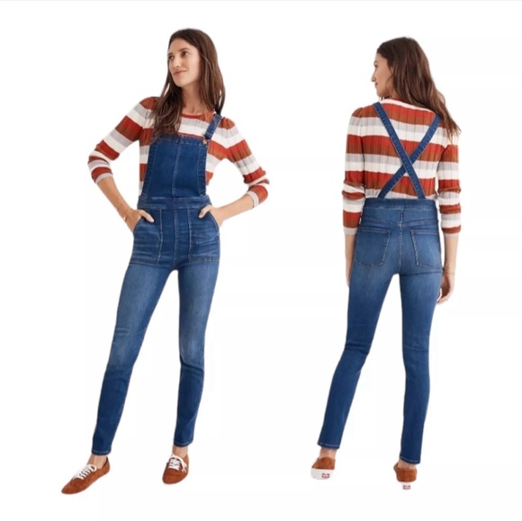 Madewell Skinny Overalls in Santiago Wash Stretch Size Medium J9203 - Picture 1 of 7